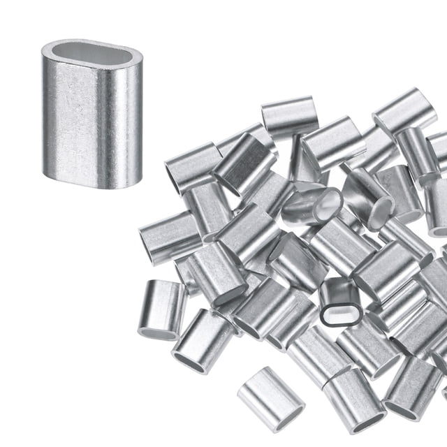 Uxcell 100-Pack Aluminum Crimping Loop Sleeves, 3mm 1/8 Single Round Barrel Wire Rope Sleeves