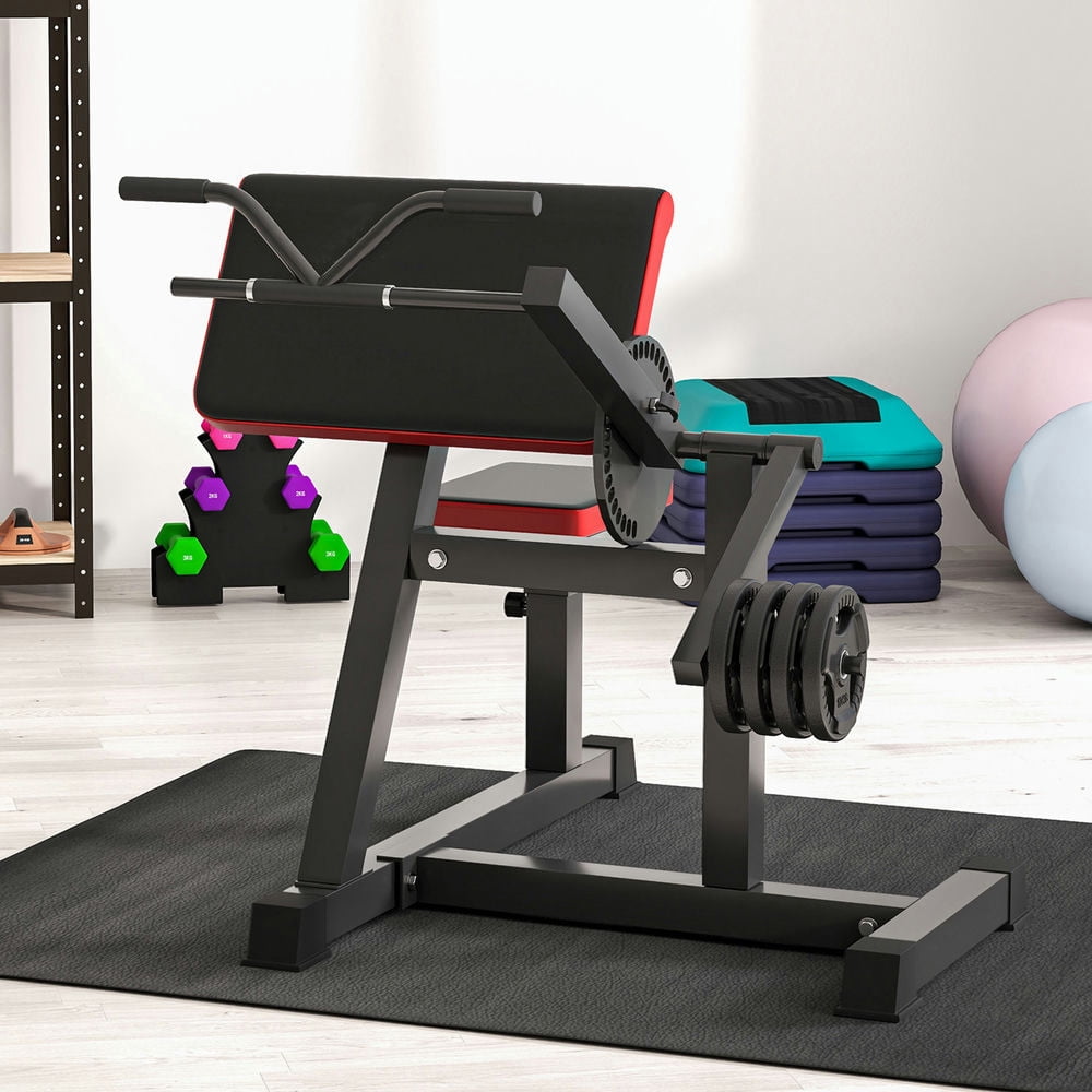 Spaco 2-in-1 Bicep Preacher Curl Bench with Adjustable Seat and Elbow Cushion, Plate Loaded Bicep Curl Machine, Tricep Extension Machine for Home Gym, Black