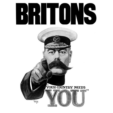 English World War I Propaganda Poster Featuring Lord Kitchener