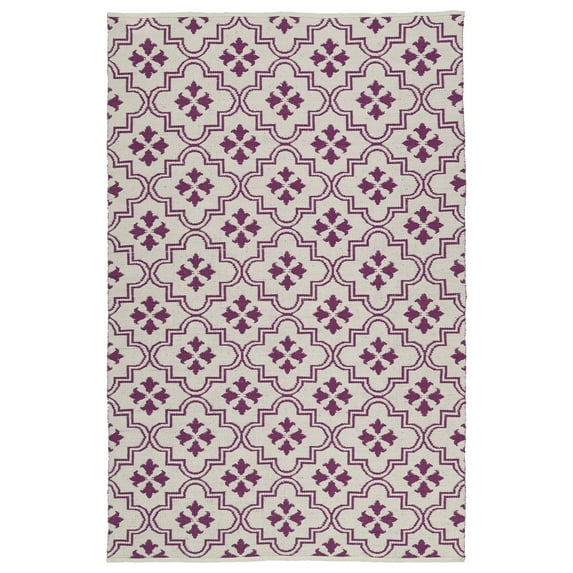 Kaleen BRI04-95B Brisa Collection Reversible Ivory & Purple Outdoor Rug