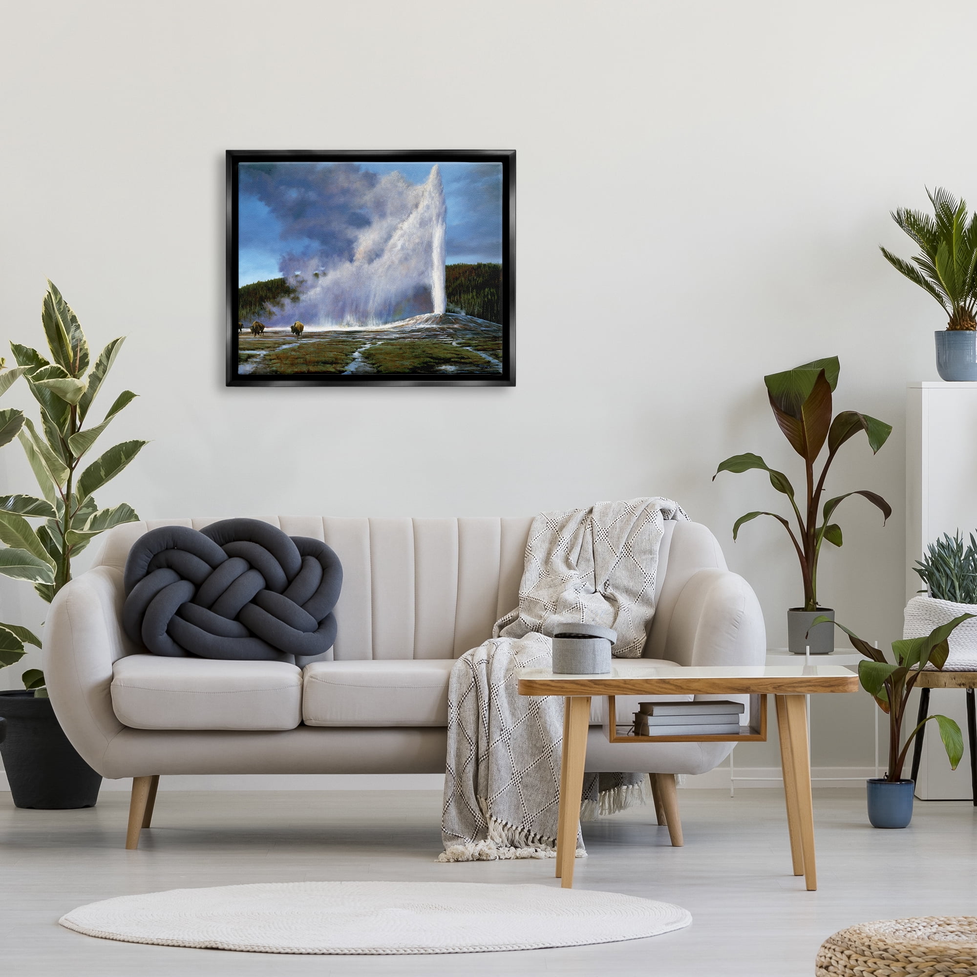 Stupell Industries Old Faithful Geyser Landscape Landscape Photography Black Floater Framed Art Print Wall Art
