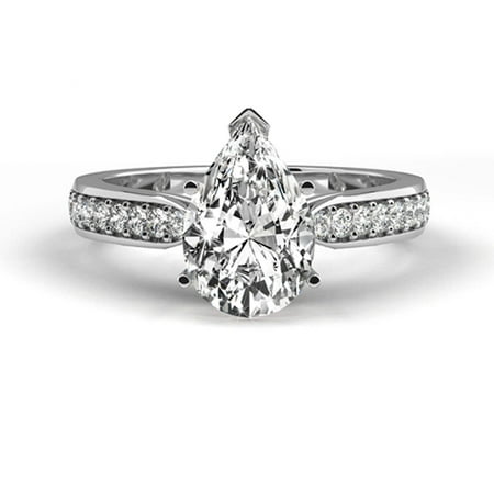 Platinum Ring Natural Certified Diamond 1.25 Carat Weight Pear Shaped G