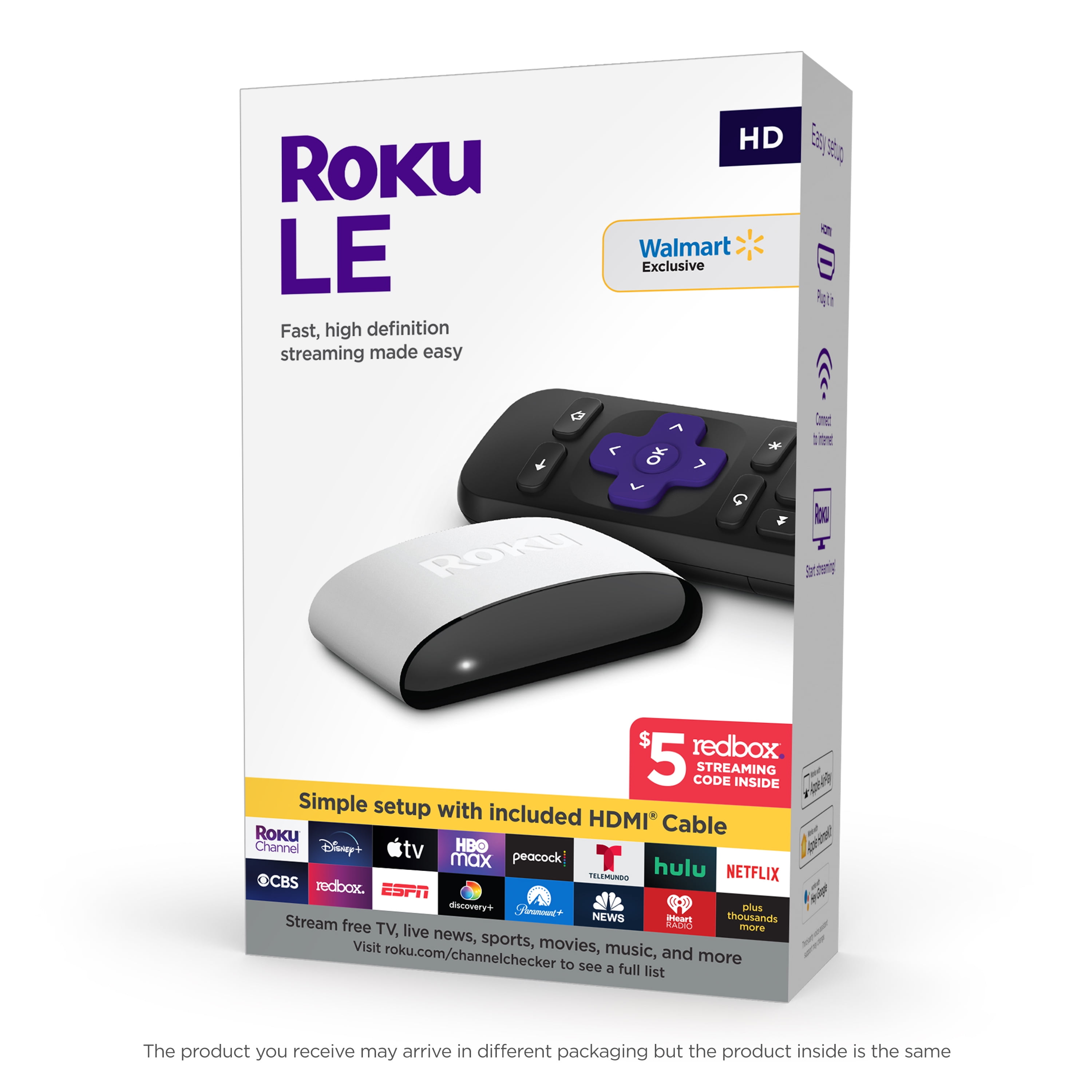 Terug, terug, terug deel voorstel Willen Roku LE HD Streaming Media Player with High Speed HDMI Cable and Simple  Remote - Walmart.com