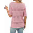 thumbnail image 3 of Suéteres de Punto de Cuello Redondo y Corta para Mujer, de Verano, Color Rosa, Talla S, 3 of 7