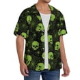 thumbnail image 2 of Pofeuu Skulls And Cobwebs Print Mens Casual Short Sleeve Shirts Beach Summer Spread Collar Pocket Tops Men's Casual Short-sleeved Shirt-Large, 2 of 5
