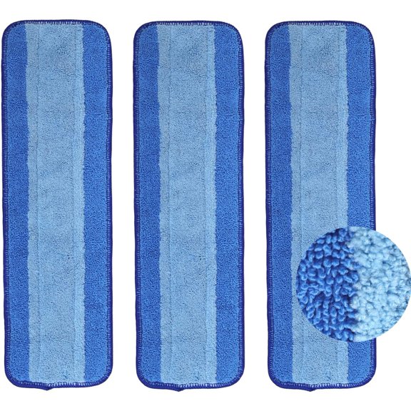 3 Pack Deep Clean Pads Replacement for Bona Family of Mops,18 Inch Replacement Mop Pads Refills,Washable & Reusable Microfiber Cleaning Pad for Hardwood and Multi-Surface Floors Cleaning Head