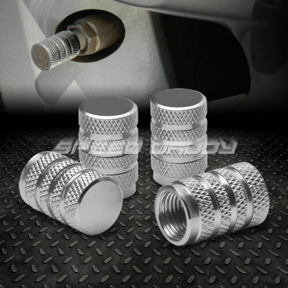 4 X ALUMINUM TIRE//RIM VALVE//WHEEL AIR PORT DUST COVER STEMS CAP//CAPS+GRIP BLACK