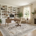 thumbnail image 5 of UERMEI Vintage 5'x7' Area Rugs for Living Room, Non-slip Washable Indoor Retro Rug for Bedroom Dining Room Office, Soft Low Pile Floral Rug Home Decor Carpet, Gray&Terracotta, 5 of 9