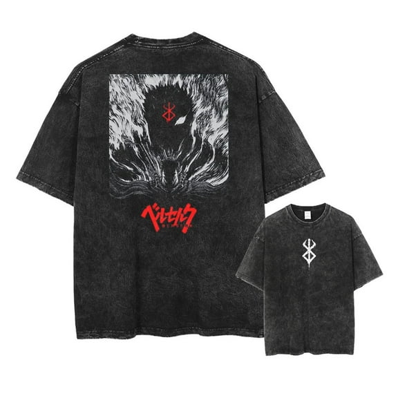 Berserk Men's Cotton Summer T-Shirts Vintage Tee Loose Fit Short Sleeve Casual Tshirts for Men Women S