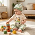 thumbnail image 2 of CAUYDY 3M 6M 9M 1T 2T Toddler Boy Romper Set Baby Boys Short Sleeve Clothes Infant Fall Winter Bodysuit Newborn Outfit Sizes 9-12 Months,Beige, 2 of 7