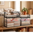 thumbnail image 3 of Large Clear Plastic Storage Moving Bags Thick Comforter & Clothes Tote Container Bin, Stackable Foldable Boxes 20 L Hinged Lid Zipper Organizer for Book Toys Camping Travel Attic Black, 3 of 9