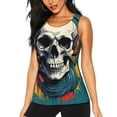 thumbnail image 1 of Fotbe Modern Hip-Hop Skull Blusas Sin Mangas para Mujer – Estilo Casual, Corte Suelto, Slim-Fit, Cuello Redondo Deportivo, Tops de Verano para Gimnasio y Yoga-Large, 1 of 7