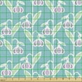 thumbnail image 2 of Ambesonne Spring Fabric by the Yard Upholstery, Snowdrop Flowers and Leaves, 5 Yards, Mint Green Pale Sky Blue, 2 of 5