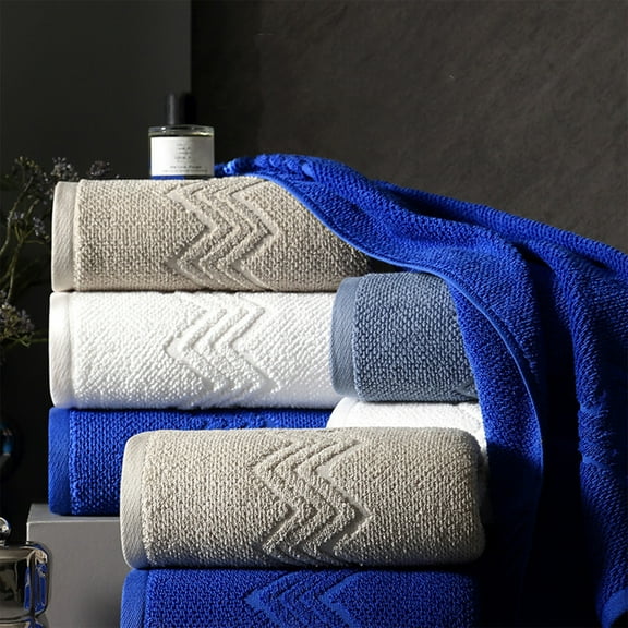 XiYing Soft Absorbent Bath Towel, Rectangular Waffle Weave Design, 29 X 13 Inches, White Light Blue Blue Khaki, 1 Piece, for Bathroom and Spa