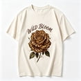 thumbnail image 2 of Womens Graphic Tees Short Sleeve T Shirts | Loose Casual Tops for Teen Girls, Wild Bloom Leopard Rose Vintage Graphic T-shirts, 2 of 5