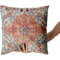 thumbnail image 2 of Orange Blue Boho Pillow Covers 16X16 Inch Bohemian Carpet Vintage Decorative Couch Pillow Cases Set of 2 Ethnic Rust Coral Floral Throw Pillows Home Decor for Living Room Bedroom Bed Cushion Outdoor, 2 of 6