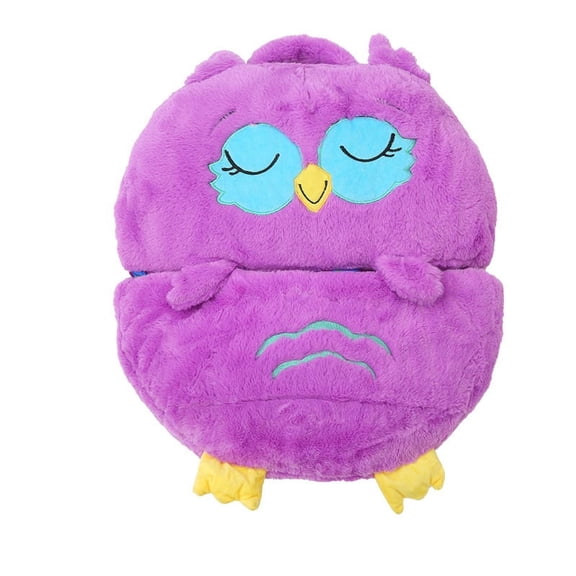 KKL Kids 2-in-1 Foldable Owl Sleeping Bag - 54" x 20" Plush Soft Nap Sack for Toddlers, Home/Camping, S Size