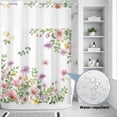 thumbnail image 2 of No Hook Shower Curtain, Pink Spring Floral Shower Curtains for Bathroom with See Through Top Window, Watercolor Botanical Wildflowers Waterproof & Washable Bath Curtain 60"x72", 2 of 9