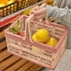 thumbnail image 4 of Cesta de almacenamiento plegable portátil - Caja de plástico apilable para picnic, compras y organización del hogar, 30,5x20,5x16,5 pulgadas, verde rosa, 4 of 6
