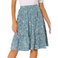 thumbnail image 1 of Falda Midi Floral Fluida Allegra K Con Volantes En El Dobladillo Para Mujer gris azul M, 1 of 5