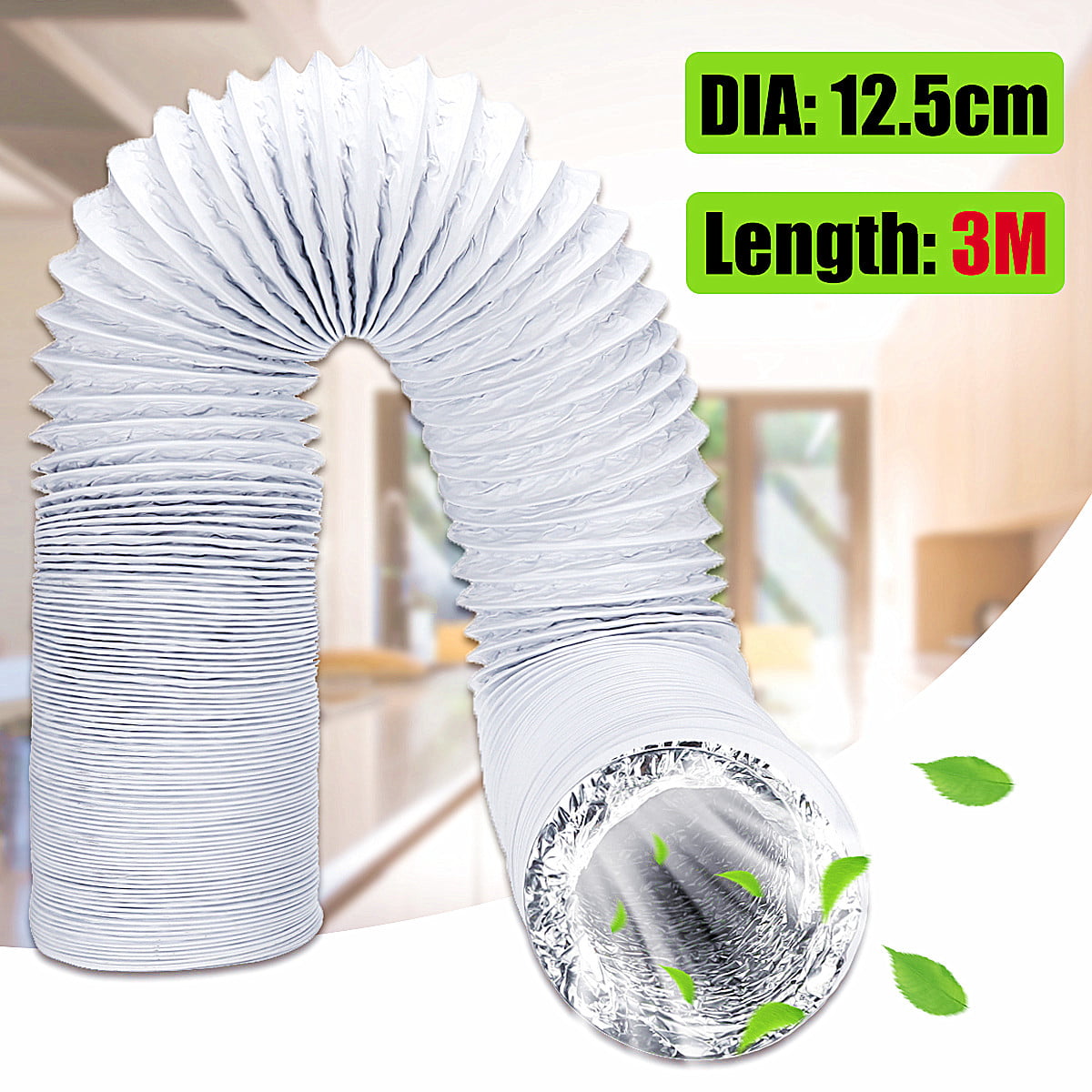 6.6ft/10ft White Flexible Air Conditioner Window Vent Pipe Mobile