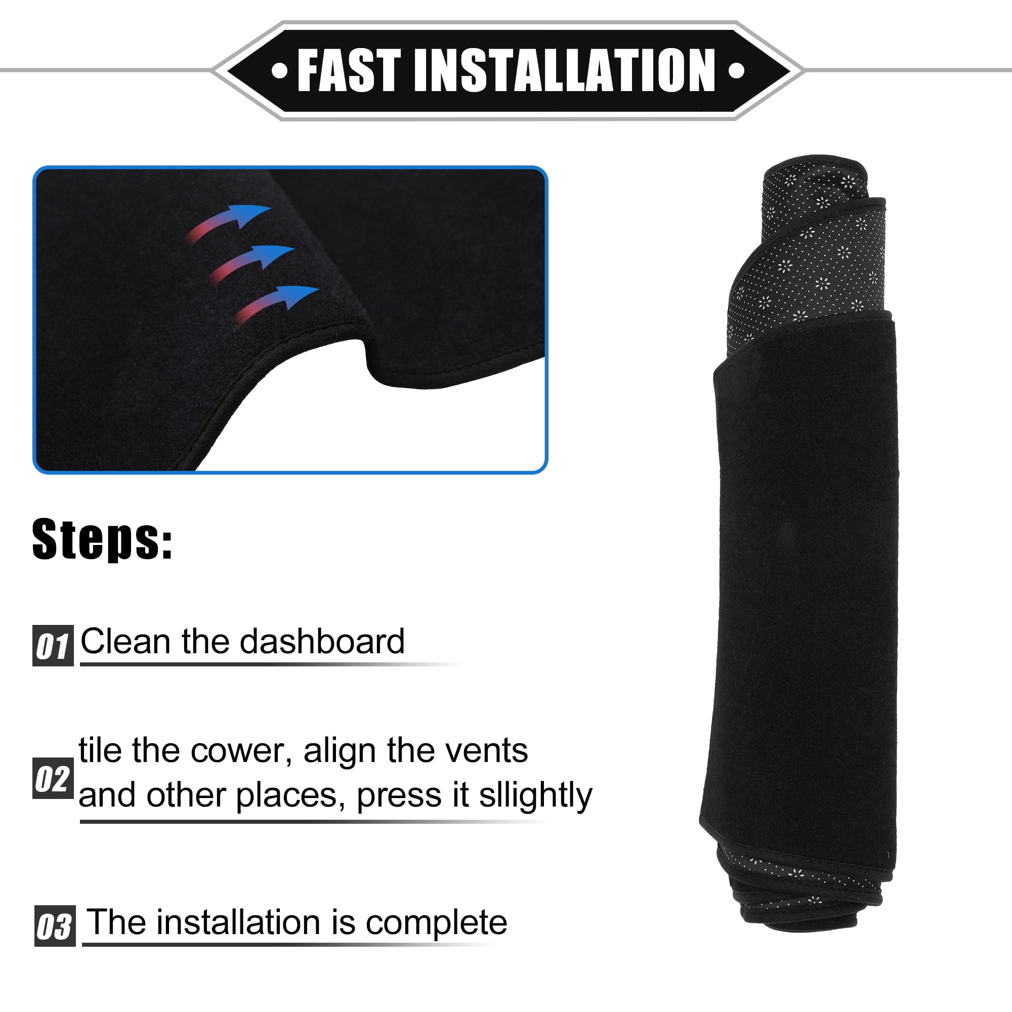 Unique Bargains 1Pcs Dashboard Cover Mat Dash Board Protector Cover for Dodge Charger 2008-2010 Nonslip Polyester Black