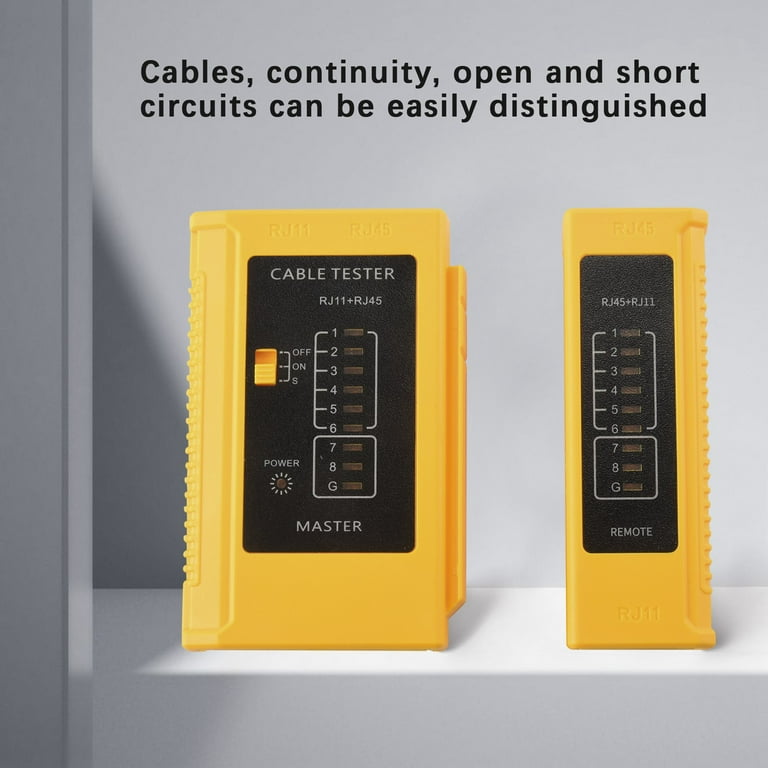 Outil de test de testeur de câble réseau Rj45 Rj11 Rj12 Cat5 Cat6 Utp Usb  Lan Wire Ethernet Cable Tester (batterie non incluse) jaune) (1pcs)