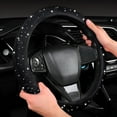 thumbnail image 4 of MELIVO Women Fashion Black Velvet Bling Steering Wheel Cover with Black Diamonds,15 inch Standard Glitter Rhinestone Car Wheel Cover Sparkling,Full Covered, 4 of 7