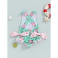 thumbnail image 4 of Suealasg Toddler Girl Summer One Piece Swimsuit Sleeveless Watermelon/Floral Print Swimwear 1T 2T 3T 4T 5T 6T Kids Little Girls Bathing Suit Beachwear, 4 of 7