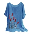thumbnail image 1 of Birdeem Blouses pour Femmes T-Shirt Décontracté Imprimé Mode Manches Courtes en Coton et Lin, 1 of 12