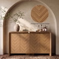 thumbnail image 2 of PAPROOS 55" Modern Sideboard Cabinet, 4-Door Storage Cabinet with 2 Adjustable Shelves, Herringbone Wood Design for Living Room, Dining Room, 2 of 10