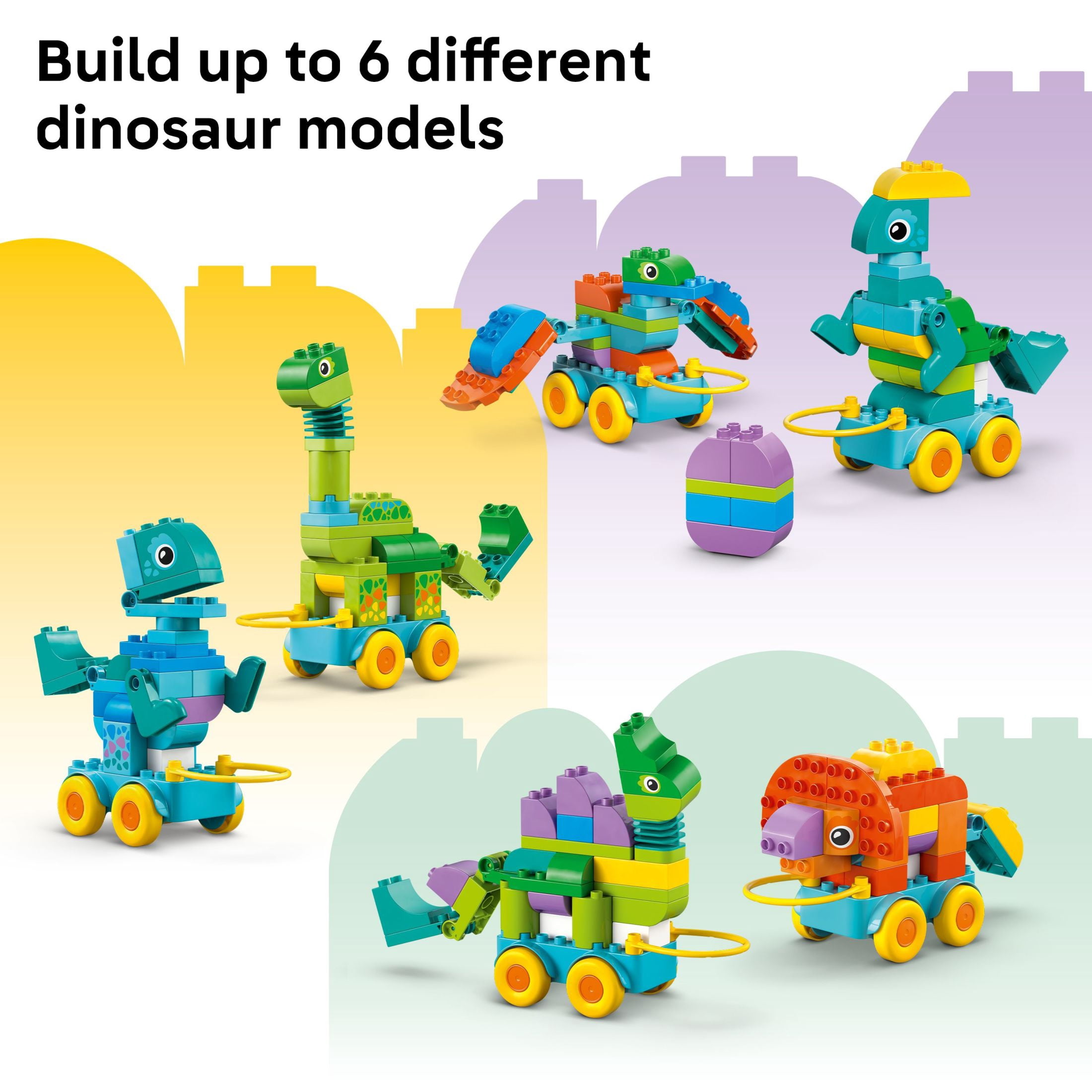 LEGO DUPLO Town 3 in 1 Dinosaurs on Wheels Learning Toy for Toddler Boys & Girls, Ages 3+ - Building & Education Play Set Teaches Problem-Solving Skills Through Play - Preschool Gift Idea - 10451