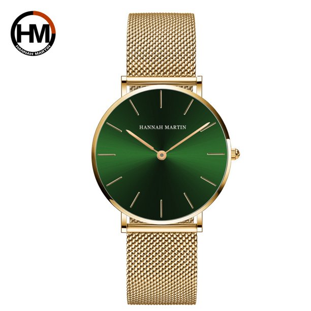 Movimiento de cuarzo japonés de alta calidad 36mm Hannah Martin mujeres malla de acero inoxidable oro rosa impermeable señoras reloj Dropshipping Tan Jianjun unisex