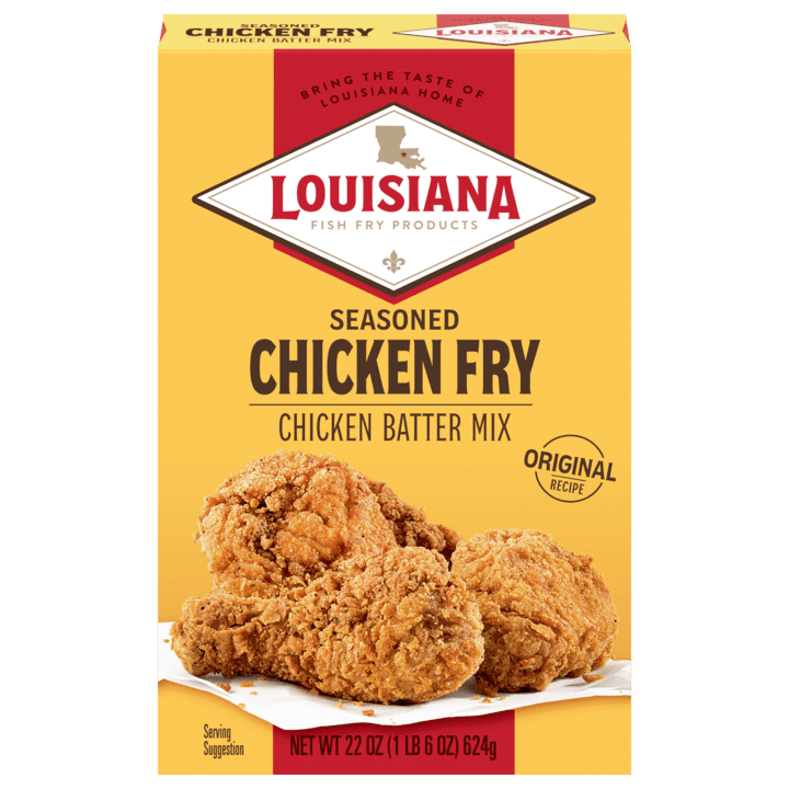Louisiana Fish Fry Products Crispy Seasoned Chicken Fry Coating Powder Mix, 22 oz Box