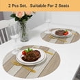 thumbnail image 5 of Brown Ombre Wooden Round 15 Inch Placemats Set of 2, Farmhouse Retro Khaki Wood HeatResistant Non Slip Place Mats for Dining Table, Wipeable Braided Kitchen Table Mats for Housewarming, 5 of 9