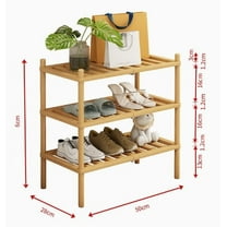 3 Tier Bamboo Shoe Rack, Stackable Wooden Shoe Rack, Multifunctional Bamboo Rack for Entryway Small 27*11*19 inch
