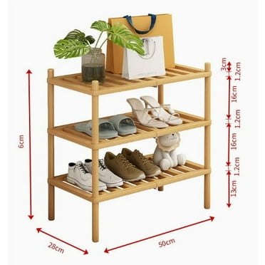 3 Tier Bamboo Shoe Rack, Stackable Wooden Shoe Rack, Multifunctional Bamboo Rack for Entryway Small 27*11*19 inch