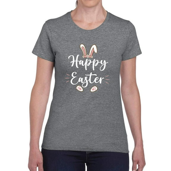 Happy Easter Bunny Ears T-Shirt Women -Smartprints Designs, Female 3X-Large