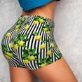 thumbnail image 4 of Qekee Lemons on Striped Women Workout Shorts, Sports shorts, Scrunch Butt Lifting Gym Shorts, Breathable Soft - Large, 4 of 9