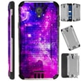 thumbnail image 1 of Compatible Wiko Ride (Boost) Case Brushed Metal Texture Hybrid TPU Silver Guard Phone Cover (Purple Universe), 1 of 3