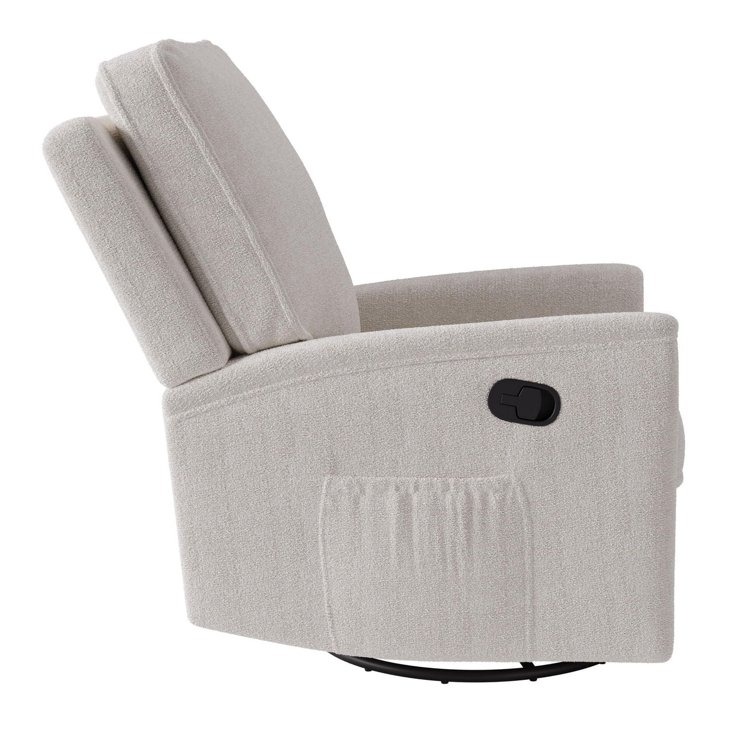 CorLiving Jasmine White Boucle Fabric Upholstered Plush Cushioned Glider Swivel Manual Indoor Recliner