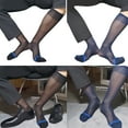 thumbnail image 2 of Mens Thin Silk Formal Dress Suit SockClear Sheer Tube Socks Male Business Dress Striped Long Knee Socks, 2 of 21