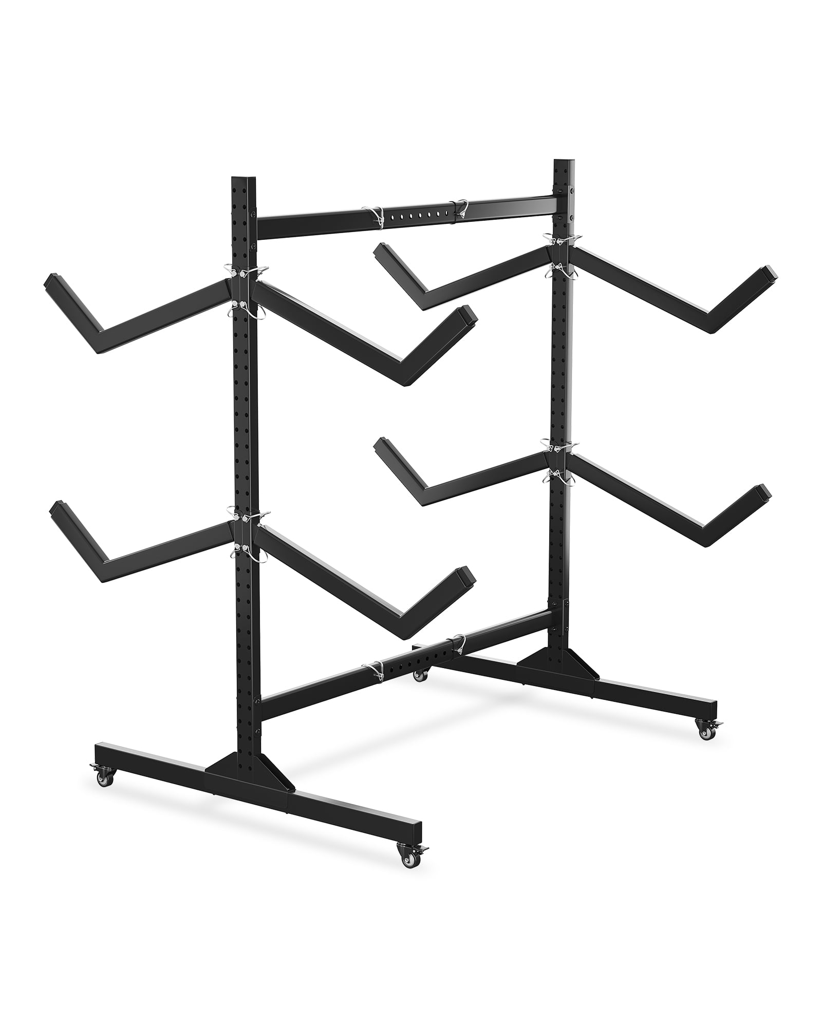 Mescukay Freestanding Kayak Storage Rack for 4 Kayaks, Kayak Racks for Outdoor Storage with Movable Wheels, Kayak Stand Heavy Duty Storage for Canoe, SUP and Surfboard