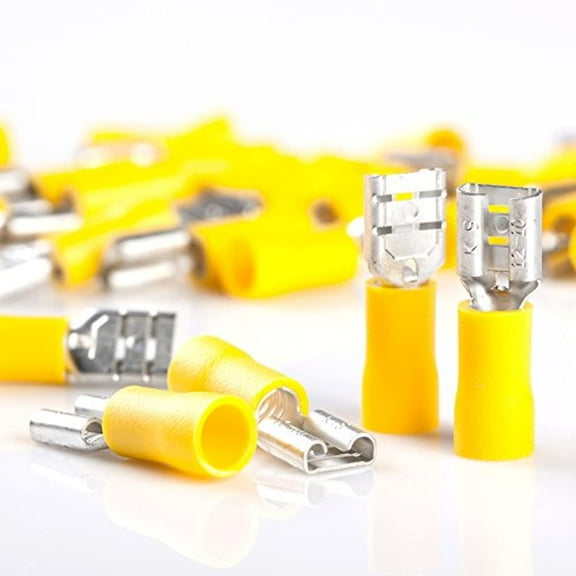 King Auto Parts Yellow 12-10 GAUGE Female Spade Quick Disconnect Wire Connector 100 Piece