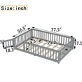 thumbnail image 4 of Full Size Floor Bed with Safety Door & Rails, Low Profile House Frame for Play and Sleep, Gray Wooden Bed, 4 of 10