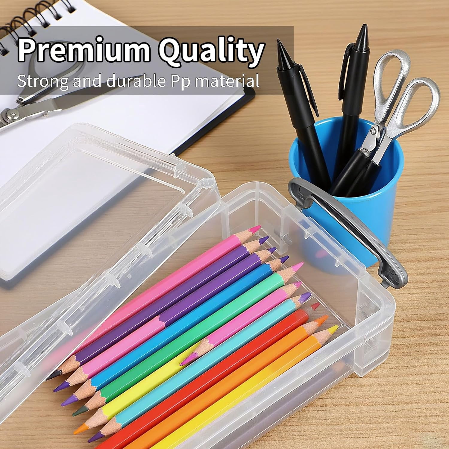 Pencil Case Plastic Pouch Box Storage Organizer For Beads, Pens, And Art Supplies, Stackable Clear Container With Snap Lid For Jewelry, Stickers And Tackle Box (21 X 10 X 4cm, 8 Pack)