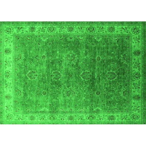 Ahgly Company Indoor Rectangle Oriental Green Industrial Area Rugs, 4' x 6'