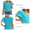 thumbnail image 4 of Blusa con mangas cortas con volantes, camisa con mangas cortas con volantes Dolman Camisa con mangas cortas con volantes de color puro confeccionada con cuidado, 4 of 5