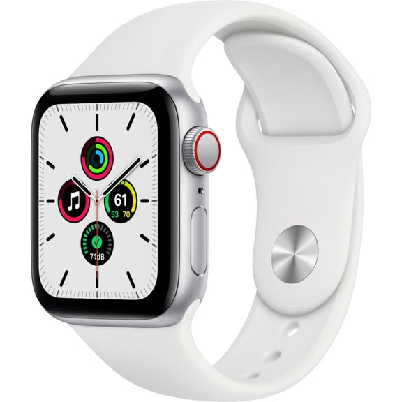 Restored Apple Watch SE 40mm (GPS + Cellular) Silver Aluminum Case - White Sport Band Restored