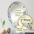 thumbnail image 3 of Designart "Blue Watercolor Leafscape" Botanical Spiral Round Wall Mirror - Oval Printed Decorative Mirror - Multiple Color Options, 3 of 5